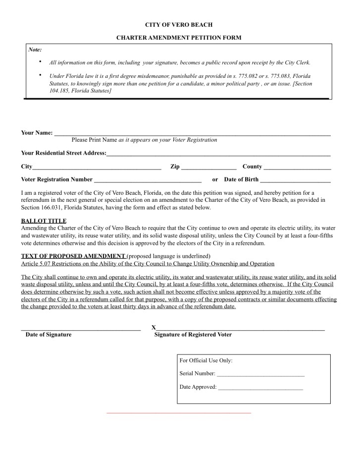 Charter Amendment Petition