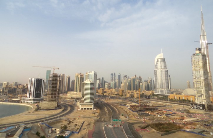 Downtown Dubai and new superhighway under construction