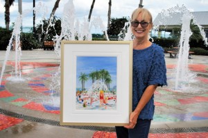 Sue Dinenno, former president of the Vero Beach Art Club, is donating her painting “Our first visit at the Fountain” to help raise money for the Fountains. Her 16x20 watercolor image has an embossed matte and is framed with gold metal. The value is $325.
