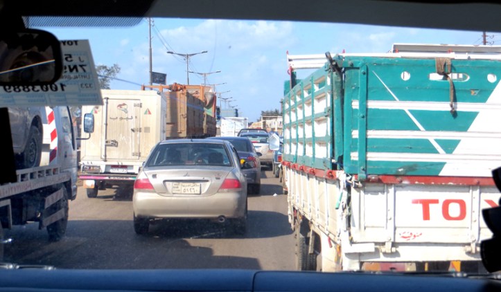 Traffic jam on road to Alexandria