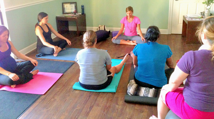 The real key to success of the PiPP program is that local community members often donate their time and expertise of their profession in instructing the pregnant mothers. Recently Amanda Steadman from the Yoga Pagoda donated her time teaching prenatal yoga classes. She is leading this class in gentle body opening stretches.