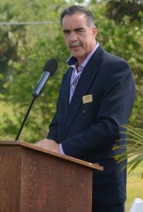CEO Clifford Morris of Florida Organic Aquaculture speaks at the groundbreaking ceremonly