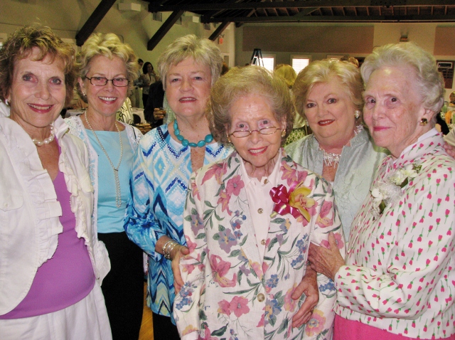 From 2012 Pioneer Dinner honoring the Guy family: left to right, Elizabeth Graves Bass, Judith Mitchell Roberts, Mary Jane Mitchell Stewart, Gwen Loy Guy, Celeta Haffield Arden, Alma Lee Loy.