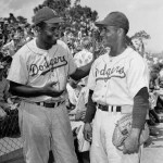 Jackie Robinson and Roy Campanella at 1948 spring training game