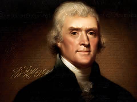 Thomas Jefferson, 3rd President of the United States, and author of The Virginia Act For Establishing Religious Freedom