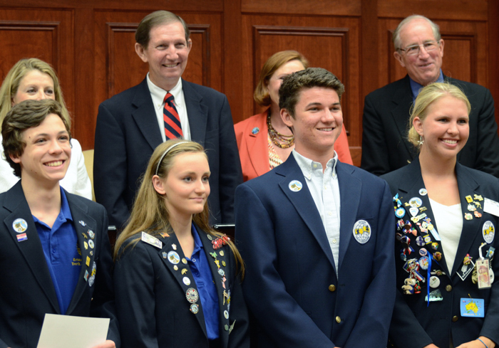 Four outbound Rotary International Exchange students recognized recently by the Vero Beach City Council.