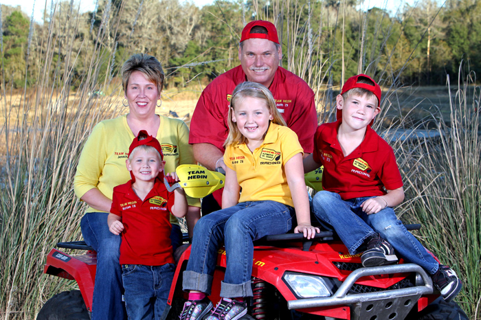Jennifer and Keith Hedin and their three children, Karson, Karlee and Kalob, are a family with a need for speed and a love of sport.  PHOTO SUPPLIED