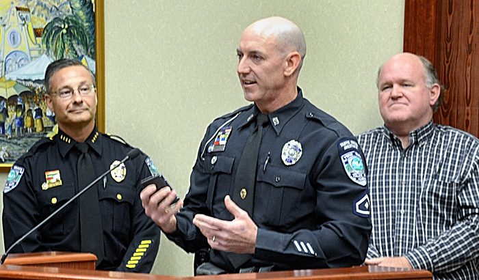 Vero Beach Police Chief David Currey, Officer Sean Toole, Paul Wickert