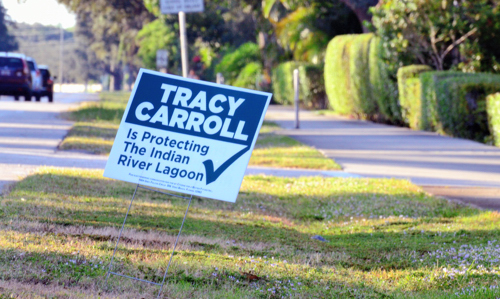 Carroll campaign sign in public right of way on AIA just south of Beachland Boulevard.
