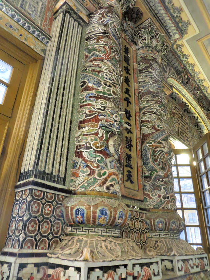 Detail work inside the Royal Tomb of Emperor Khai Dinh reflects the grandeur of his early 20th century rule.