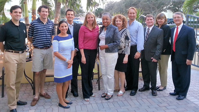 Pictured from left to right are Ron McCall III, Alex MacWilliam III, Elizabeth Sorensen, Ryan Cobb, Jessica Schmitt representing Girls on the Run, Crystal Bujol representing Gifford Youth Orchestra, Kerry Bartlett, Rusty Cappelen, Patrick Farrah and Sue Tompkins and Scott Alexander representing the Indian River Community Foundation Board of Directors.