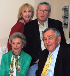Resting in the Emerson Center’s “Green Room” prior to his speech are Rody Johnson and his wife Tommye with Emerson Center executives behind them, Joey Dobbs   and Woody Sutton