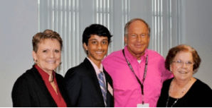 District Youth Winner - Wabasso School: L to R: Dr. Fran Adams, Superintendent; District Youth Outstanding Volunteer, Shahaan Shaikh; Dr. Tom Gollery, Wabasso School Principal; and Carol Johnson, School Board Chairman.