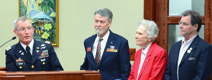 Veterans Memorial Island Sanctuary Advisory Committee members Tony Young, John Michael Matthews, Alma Lee Loy, and Ken Daige. Barbara Fallon, Joel Herman and Curtis Paulisin also serve of the committee.