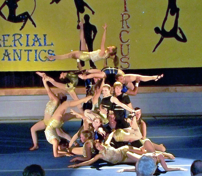The 2008 Performing Arts Company performing the “Matrix” finale. The “Matrix” finale is one of the past routines being featured in the 40th Annual Aerial Antics Youth Circus.