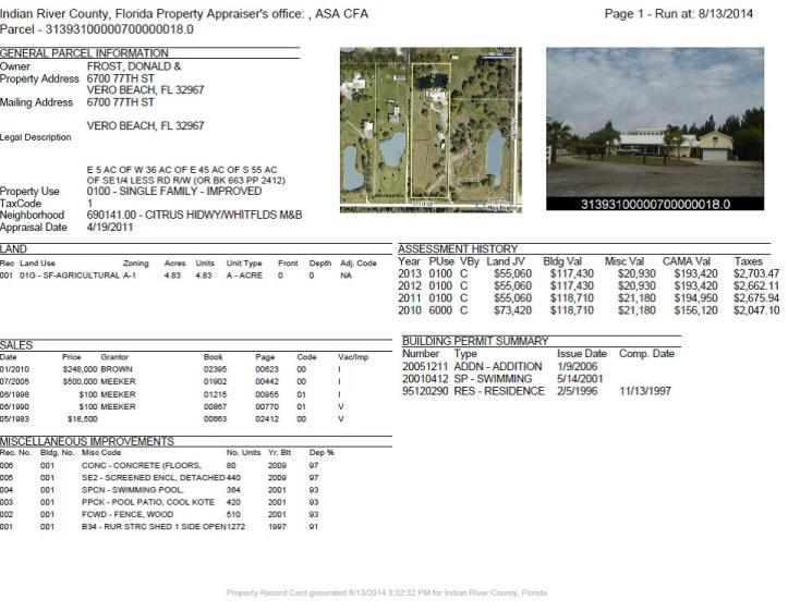 donald frost RecordCard