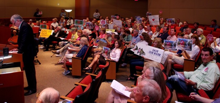 Commissioners voted October 21 to table upgrades to the Oslo Boat Ramp to the cheers of this crowd