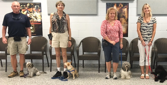Larry & Lola, Chere & Stella, Wanda & Lola and Corinne & Aya, All hearing and service dogs graduating at Dogs For Life, Inc. 