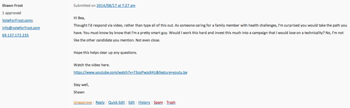 Shawn Frost Bea-Isims Comment