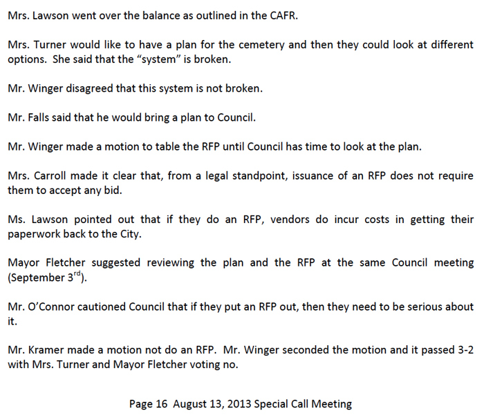 Council minutes 8-13-13
