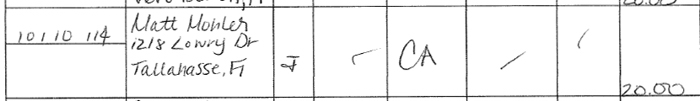 In his Oct. 1-17 financial report, Wilson listed a donation from Matt Mohler of Tallahassee. Mohler words with Front Line Strategies, a communications consulting firm working for All Aboard Florida.  Conveniently, Wilson has since refunded Mohler's contribution.