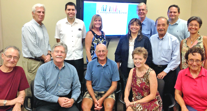 Compassion Vero Team Front Row – Steering Committee: Milt Thomas, Dan Holloway, Scott Alexander, Suzy Feeney, Maryann Ronan-Lamson. 2nd Row – Andy Bowler, Dan Lamson, Tammy Adams, Lalita Janke, Walter Janke, Claudia Jimenez. 3rd Row – Jack Diehl, Jay Kramer