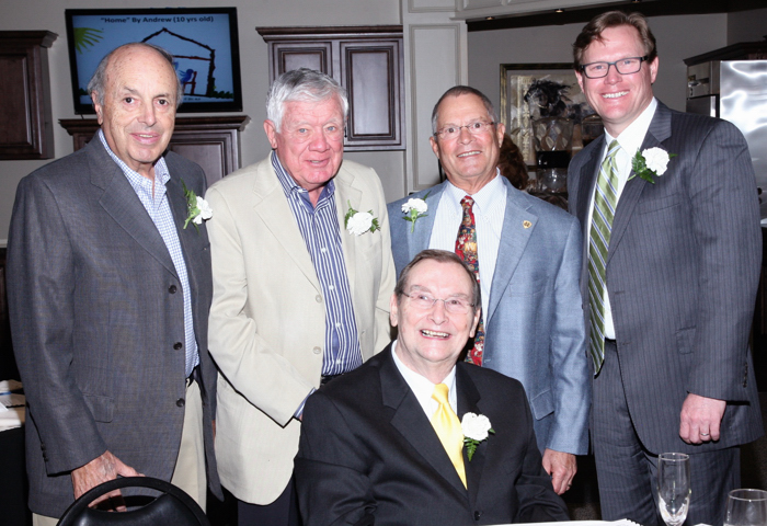 Notre Dame Club of Vero Beach members Michael Catanzaro, Frank Fagan, Dick Fava, Tom Tierney, and Dick Van Mele at the Hope through Service Award luncheon.