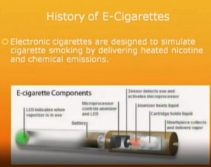 E-cigarettes, Dr. Barry Hummel told the Council, are designed to simulate conventional cigarettes.