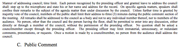 In each and every Vero Beach City Council agenda are printed guidelines for public comment. Each commenter is to have up to three minutes. Yesterday, Brian Heady took more than 14 minutes.